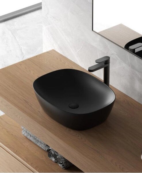 Lavabo a ciotola 50x38 cm nero opaco in Vetroceramica