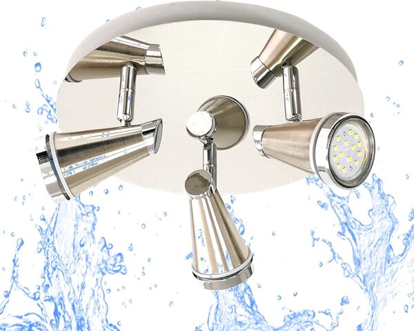 3 faretti IP44 Plafoniera LED in nichel opaco 3x 5 Watt Rondell