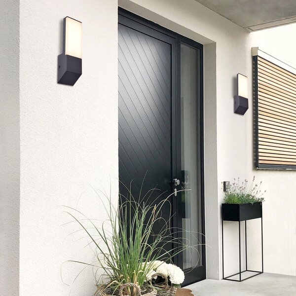 Lampada da parete a LED per esterni bianco caldo 3000K Proiettore 9W IP54 antracite moderno PHOTON