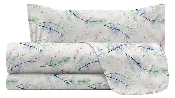 Set Lenzuola Karma Singolo Sopra Sotto e Federa in Poliestere Bouquet Blu