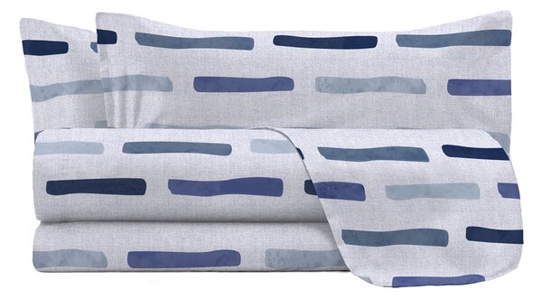 Set Lenzuola Karma Singolo Sopra Sotto e Federa in Poliestere Fun Blu