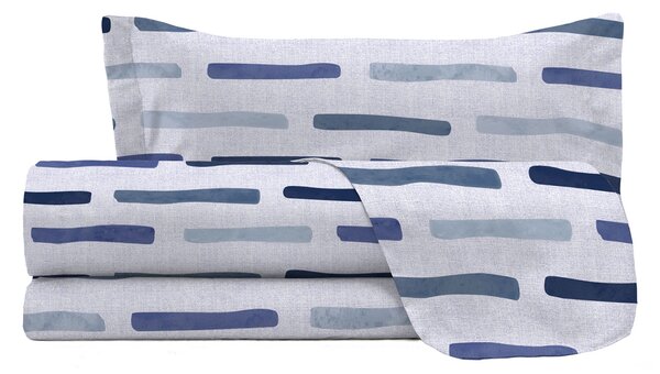 Set Lenzuola Karma Singolo Sopra Sotto e Federa in Poliestere Fun Blu