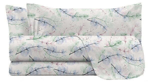 Set Lenzuola Karma Singolo Sopra Sotto e Federa in Poliestere Bouquet Blu