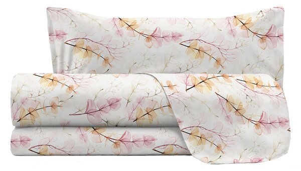 Set Lenzuola Karma Singolo Sopra Sotto e Federa in Poliestere Bouquet Rosa