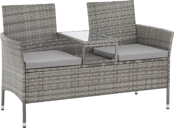 SVITA CHICAGO Panchina in rattan Panchina da giardino Angolo salotto Grigio