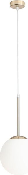 Lampada a sospensione in metallo vetro 20 cm di larghezza H: max. 200 cm in oro bianco E27 paralume a sfera lampada a sospensione moderna