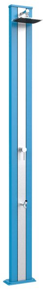 Doccia Solare da Esterno Giardino 30L Miscelatore e Lavapiedi Arkema Spring S Fascia Inox Blu