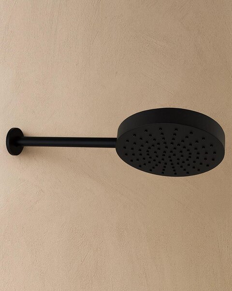 Soffione 25 cm Smart spessore 4 cm con braccio in acciaio nero opaco