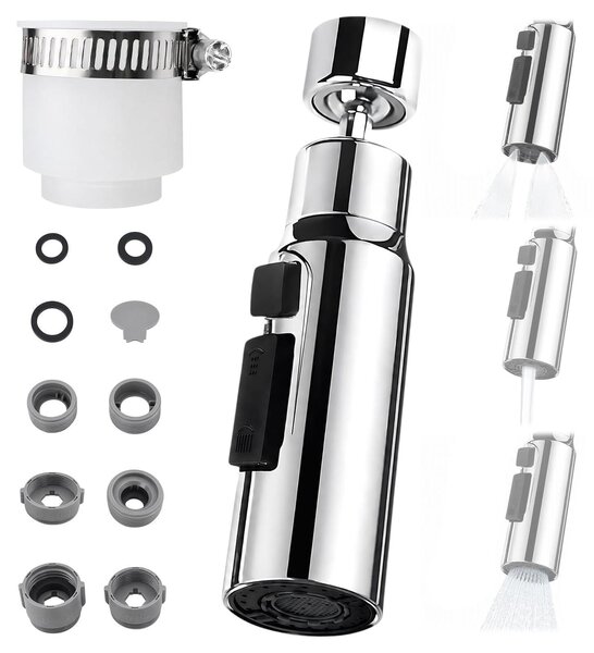 Set di adattatori per rubinetti da cucina, con 1 adattatore universale e 10 accessori