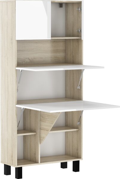 Scaffali per scrivania pieghevoli Scaffali HOMI Tavolo da parete Ufficio domestico Tavolo per computer Tavolo per computer portatile Tavolo pieghevole Rovere Sonoma/bianco lucido
