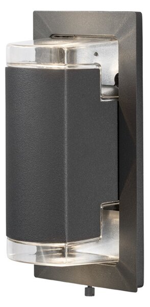 Konstsmide Potenza applique antracite, base 2xGU10, max 2x6W, 240V, alluminio/vetro acrilico, 7987-370