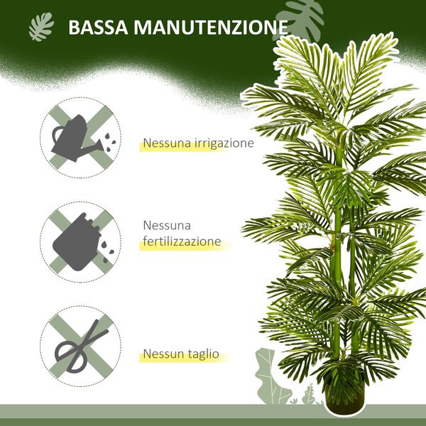 HOMCOM Pianta Artificiale di Palma Alta 140 cm con Vaso, Realistica per Interni ed Esterni, Verde - Tocco di Natura Duraturo|Aosom