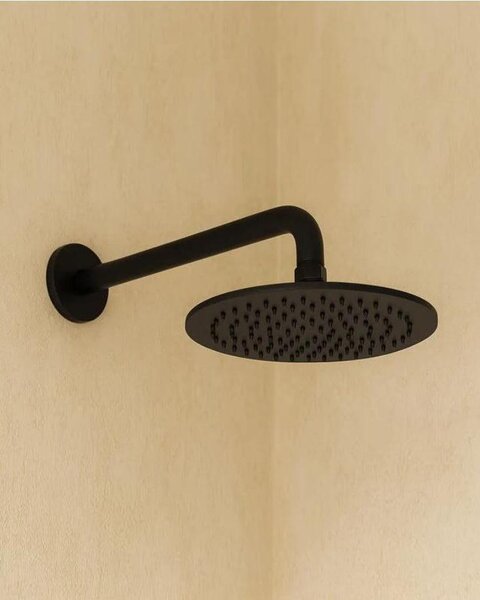 Soffione doccia 30 cm Smart tondo con braccio 35 cm nero opaco
