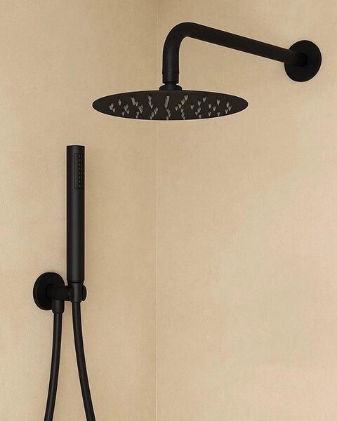 Set doccia soffione e doccetta in acciaio nero opaco Platinum