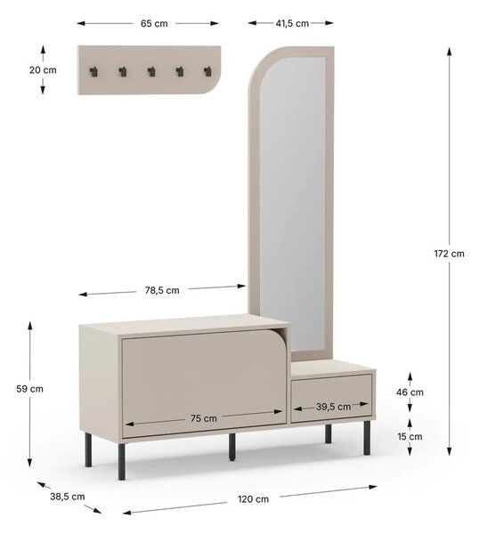 Set mobili da ingresso crema Bea - Marckeric