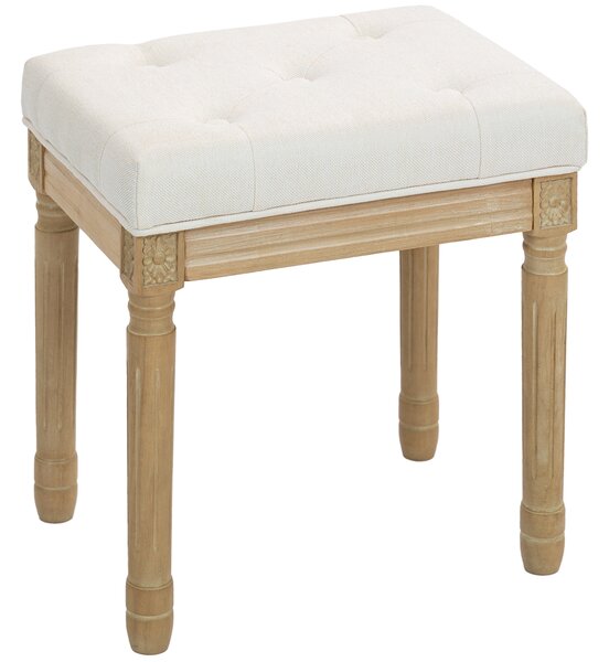 HOMCOM Poggiapiedi da Salotto Stile Rustico, Rivestito in Tessuto Effetto Lino con Gambe Intagliate in Legno Massiccio, Seduta Imbottita, Beige | Aosom Italy
