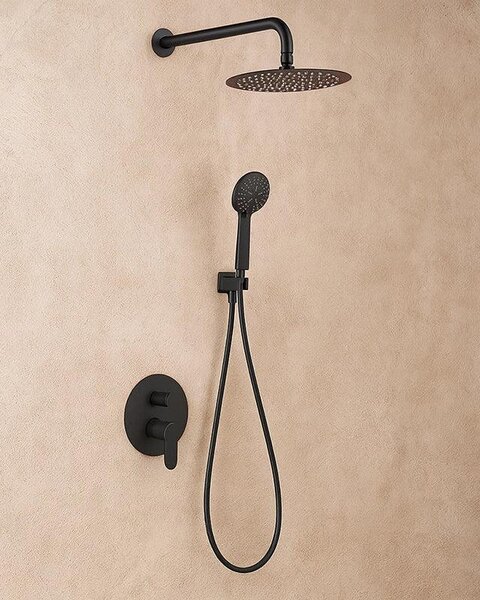 Set doccia soffione miscelatore e doccetta nero opaco