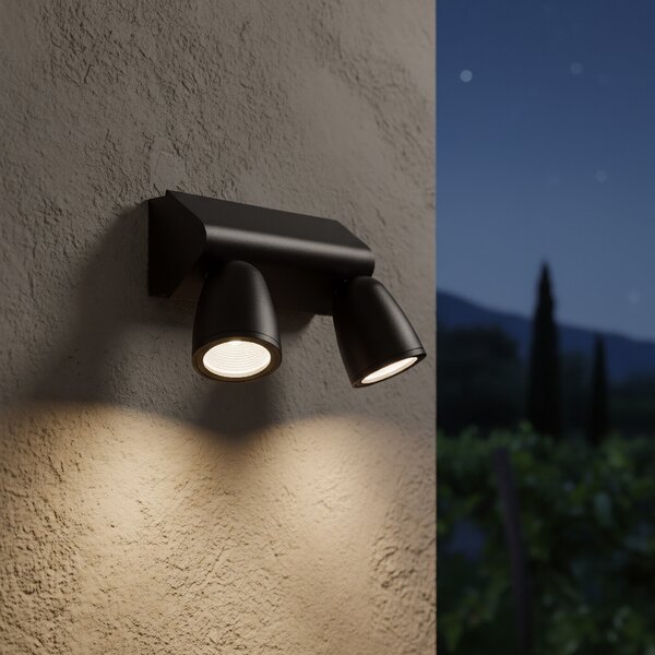 Applique da Esterno IP65 con 2 basi GU10 Serie AXIS - Nera