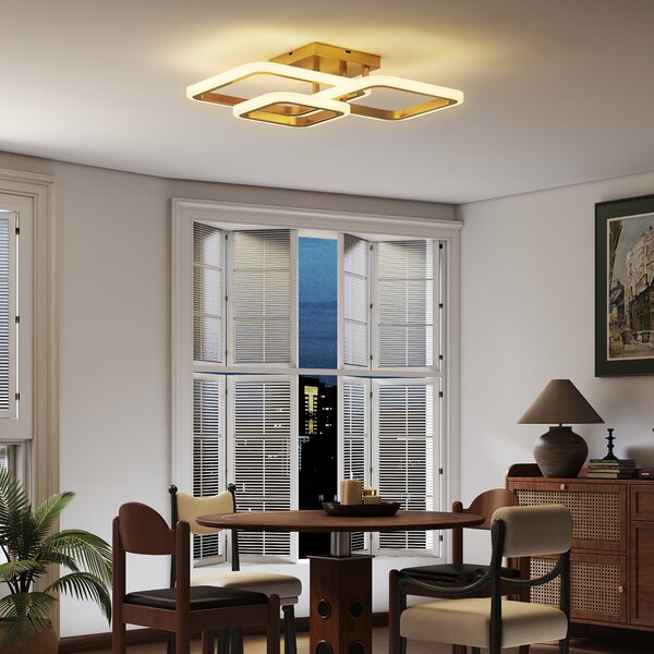HOMCOM Plafoniera LED 40W 4300 lm, 3 temperature di colore, 3 anelli dorati, 48 x 46 x 13 cm | Aosom Italy