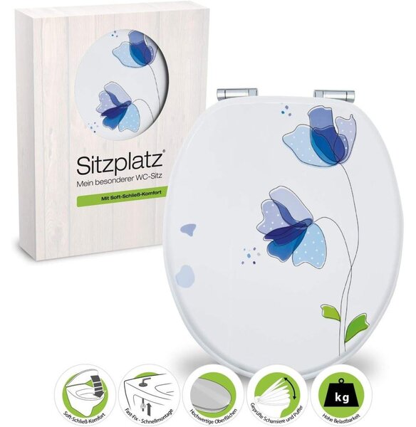 Sitzplatz 40267 5, sedile copri-wc fiore blu