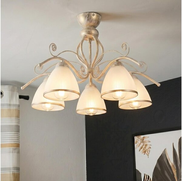 Brilagi - Lampadario LED a montaggio superficiale ANTICO 5xE27/60W/230V 3000K bianco patinato