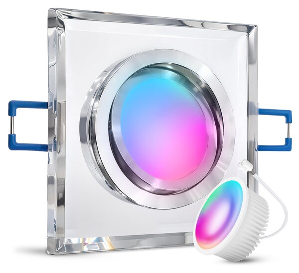 Faretto da incasso SSC-LUXon MIRELLA LED piatto Smart in vetro orientabile - Faretto da soffitto con lampadina RGBW 230V (compatibile con Alexa, Siri e Google)