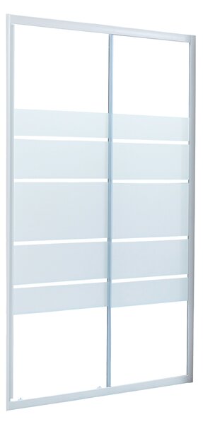 Box doccia con ingresso frontale porta scorrevole 1 anta fissa + 1 anta scorrevole 120 cm, H 185 cm in vetro, spessore 4 mm serigrafato bianco