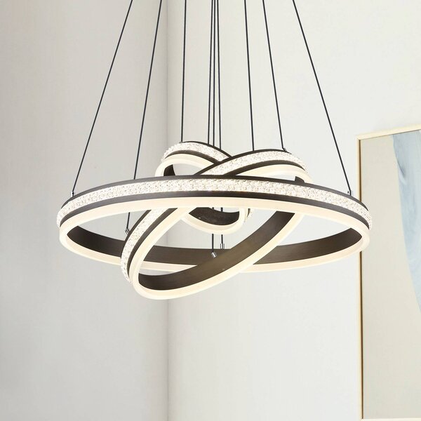 Globo Lampada LED a sospensione Grouni, Ø 60 cm, color titanio, CCT, metallo dimmerabile, Alluminio / Grigio / Zincato, Soggiorno / Sala da pranzo, Metallo, Moderno
