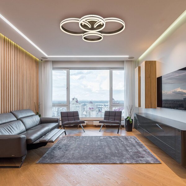 Globo Plafoniera a LED Grouni, dimmerabile, Alluminio / Grigio / Zincato, Soggiorno / Sala da pranzo, Metallo, Moderno, Plafoniera LED