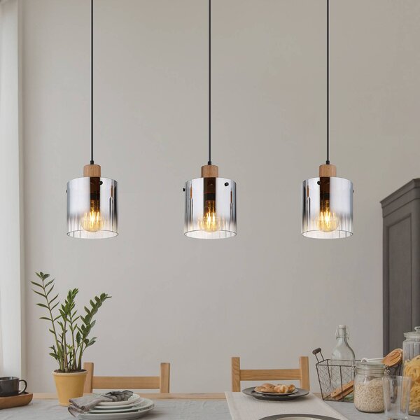 Globo Lampada a sospensione Underwood, dimmerabile, Alluminio / Grigio / Zincato, Soggiorno / Sala da pranzo, Vetro, Lampada a sospensione