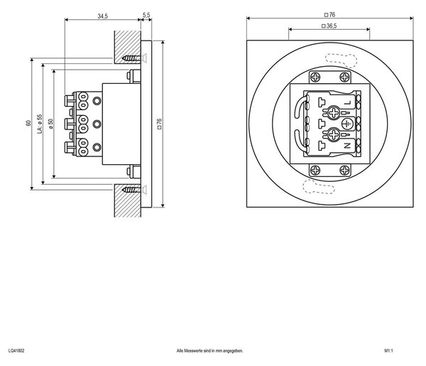 EVN LQ230 LED incasso muro luce diretta acciaio