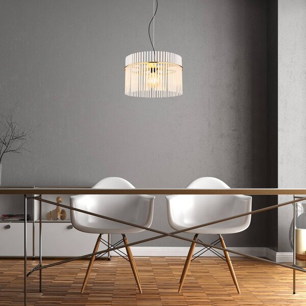 Globo Lampada a sospensione in vetro Gorley, dimmerabile, Ottone / Oro, Soggiorno / Sala da pranzo, Vetro, Lampada a sospensione