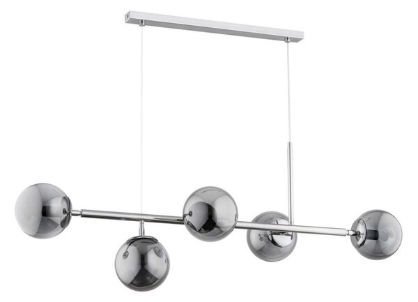 Lampadario su filo DANSA 5xE14/10W/230V grigio/cromo luminoso