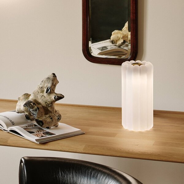 Tom Dixon Lampada da tavolo a LED Press, dimmerabile, Soggiorno / Sala da pranzo, Vetro, Design, Lampada da tavolo LED