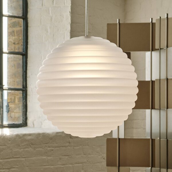 Tom Dixon Lampada a sospensione in vetro Press Sphere, dimmerabile, Bianco / Opale, Soggiorno / Sala da pranzo, Vetro, Design, Lampada a sospensione
