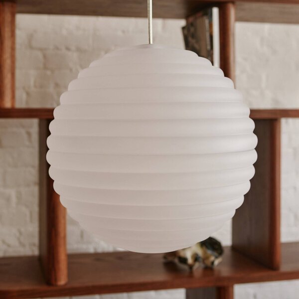 Tom Dixon Lampada a sospensione in vetro Press Sphere, dimmerabile, Bianco / Opale, Soggiorno / Sala da pranzo, Vetro, Design, Lampada a sospensione