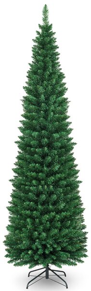 Costway Albero di Natale 210cm con 700 rami e aghi in PVC di alta qualità, Albero artificiale con base di metallo robusto