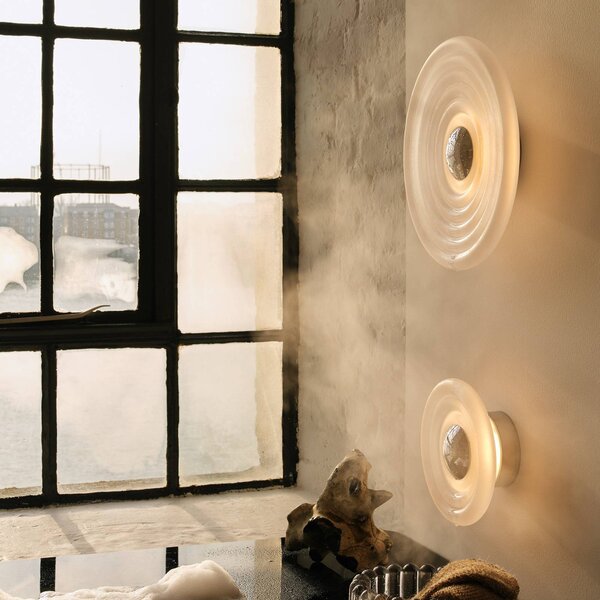 Tom Dixon Applique da parete Press Sphere, dimmerabile, Bianco / Opale, Bagno, Vetro, Design, Applique