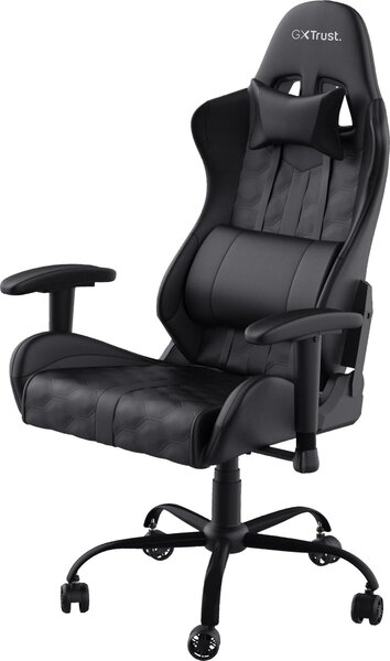 Trust Ergonomic Gaming Chair GXT 708 Resto - Sedia per giocatori, completamente girevole, schienale regolabile, sedia da scrivania per computer, ufficio, PC - Nero