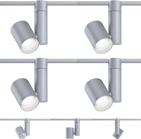 Set da 4 Paulmann 95545.04 URail LED 2770 lm Faretto Zeuz Cromo opaco 33 W Angolo di emissione 39° 4000 Kelvin Dimmerabile Bianco neutro