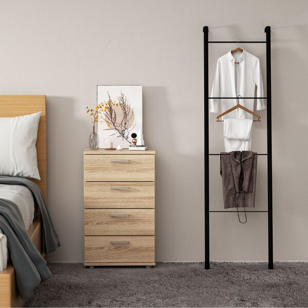 Costway Mobile di legno con cassetti maniglia di plastica guide metalliche lisce, Cassettiera moderna Naturale