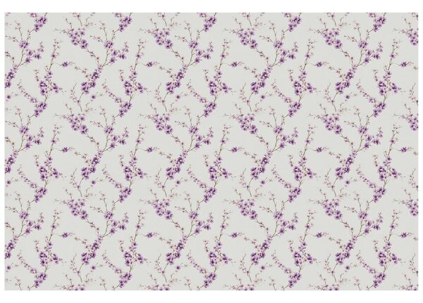 Carta da parati – Fiori viola su sfondo chiaro