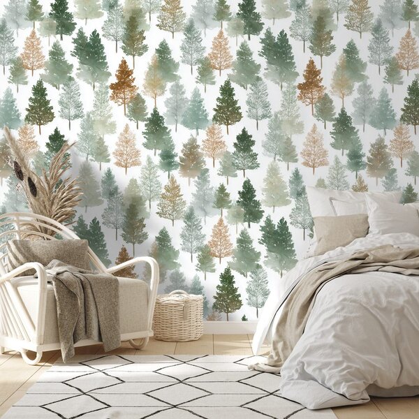 Carta da parati – Alberi di foresta multicolori