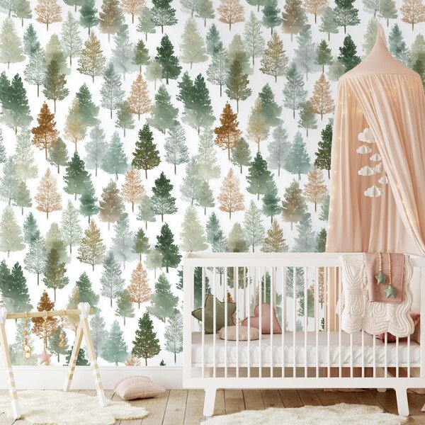 Carta da parati – Alberi di foresta multicolori