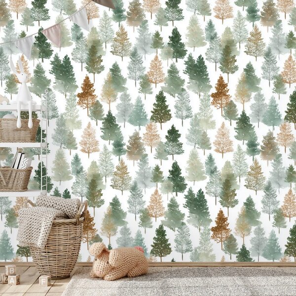 Carta da parati – Alberi di foresta multicolori