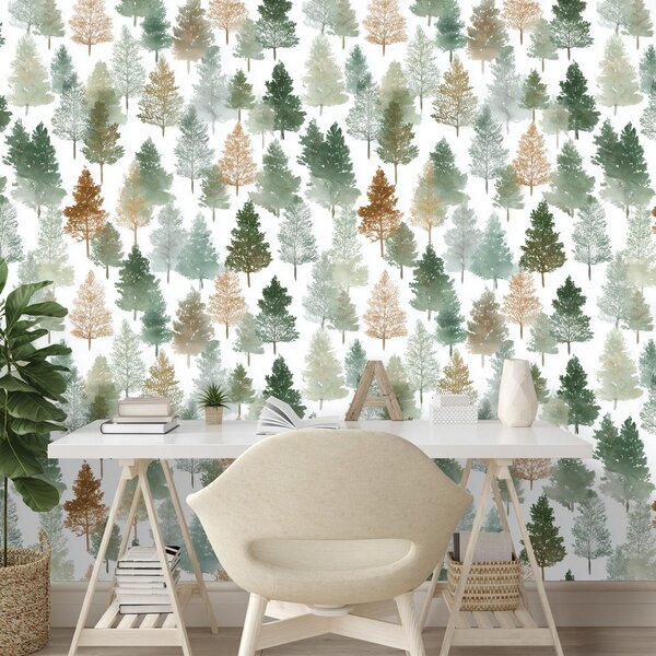 Carta da parati – Alberi di foresta multicolori
