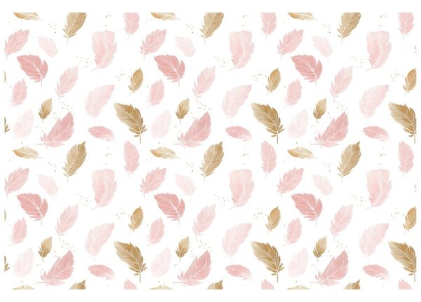 Carta da parati – Piume delicate rosa e oro