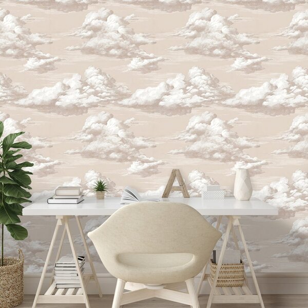 Carta da parati – Nuvole vintage beige
