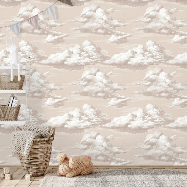 Carta da parati – Nuvole vintage beige