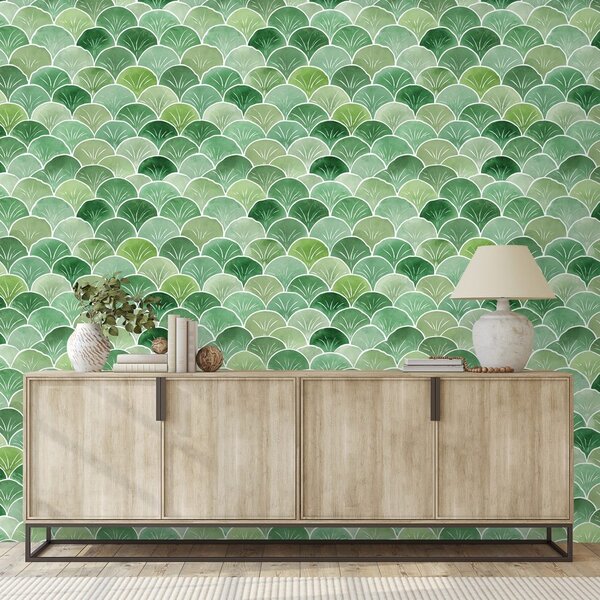 Carta da parati – Archi geometrici verdi